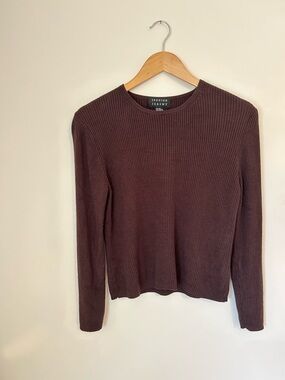 Spenser Jeremy Ribbed Crewneck Long-Sleeve Top - Dark Brown